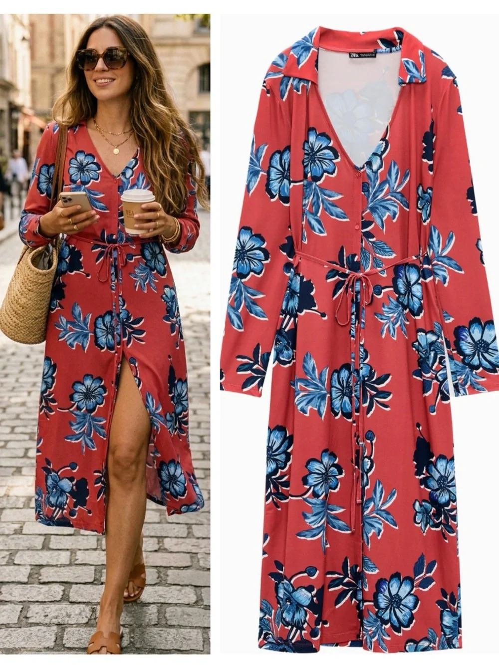 zara retro print dress Zara printed midi dress 